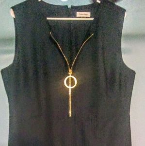 Calvin Klein HEATHERED ZIP FRONT SHEATH DRESS